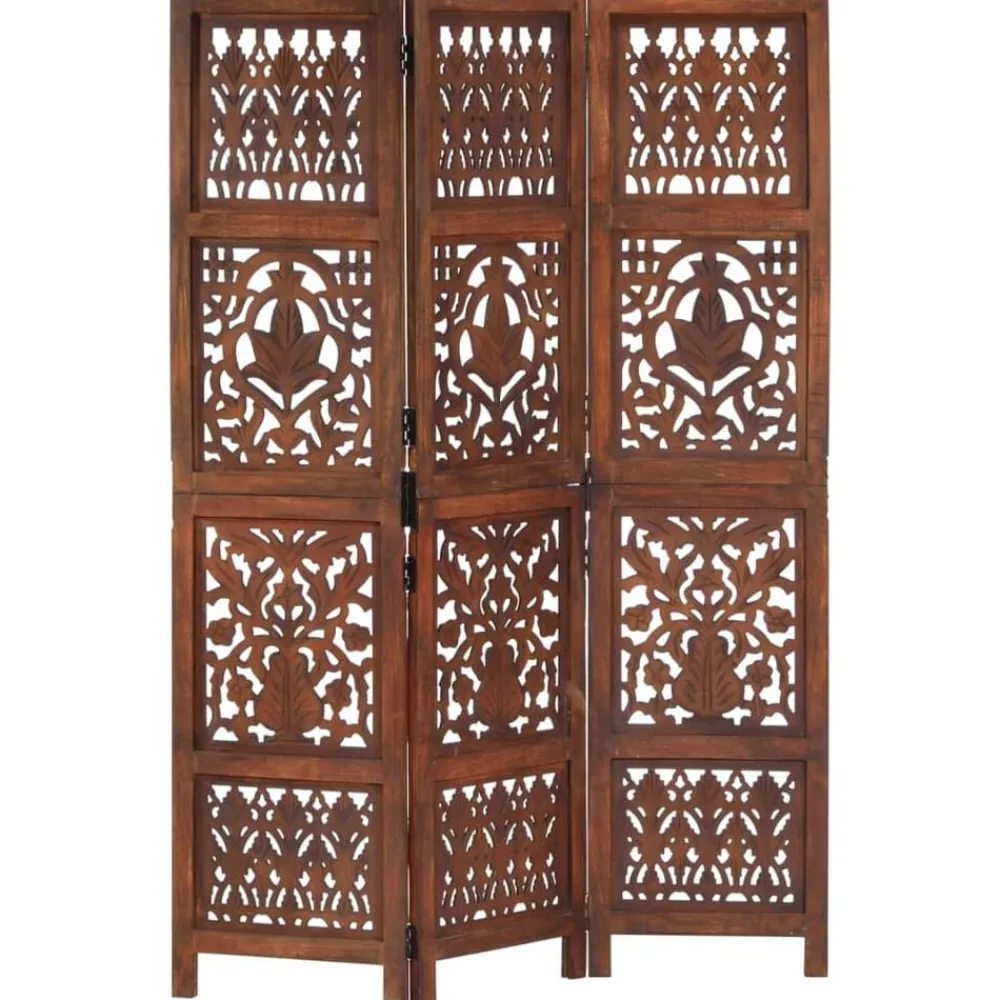 Séparateurs De Pièces-vidaXL Cloison de séparation 3 panneaux 120x165cm Bois manguier Marron