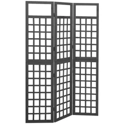 Séparateurs De Pièces-vidaXL Cloison de séparation à 3 panneaux Bois de pin 121x180 cm Noir