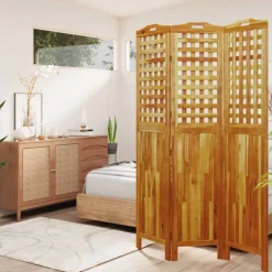vidaXL Cloison de séparation 3 panneaux 121,5x2x180 cm Bois d'acacia