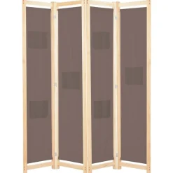 vidaXL Cloison de séparation 4 panneaux Marron 160x170x4 cm Tissu