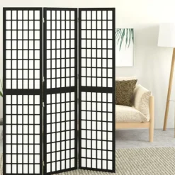 vidaXL Cloison de séparation pliable 3 panneaux 120x170 cm Noir