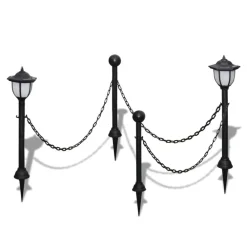 vidaXL Clôture à chaîne avec deux lampes solaires LED et deux piquets