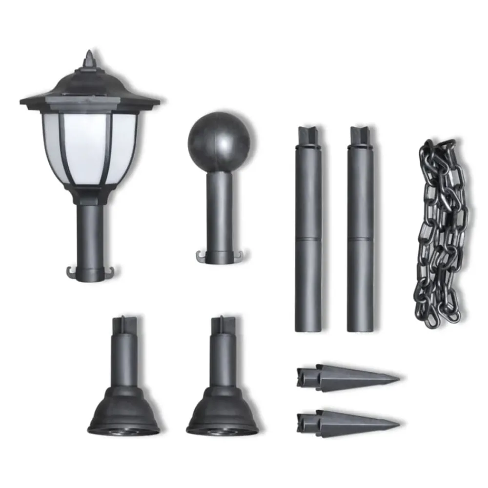 vidaXL Clôture à chaîne avec deux lampes solaires LED et deux piquets