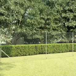 vidaXL Clôture à mailles avec poteaux Acier galvanisé 15x1,5 m Argenté