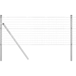 vidaXL Clôture avec poteau Argenté 0,4 x 10 m Acier et PVC