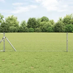 vidaXL Clôture avec poteau Argenté 0,4 x 10 m Acier et PVC