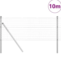 vidaXL Clôture avec poteau Argenté 0,4 x 10 m Acier et PVC
