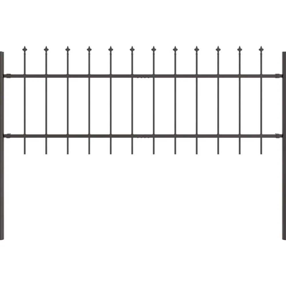 Clôtures & Barrières-vidaXL Clôture de jardin 2 pcs 3,4 x 0,6 m Acier revêtu de poudre Gris