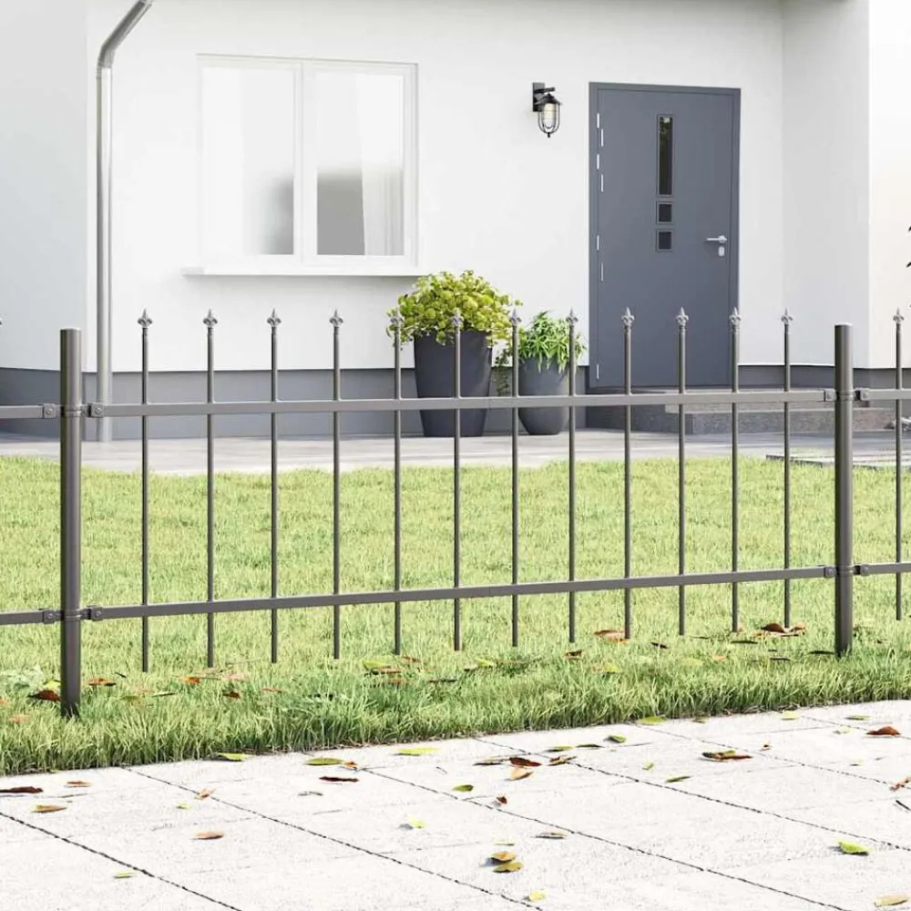 Clôtures & Barrières-vidaXL Clôture de jardin 2 pcs 3,4 x 0,6 m Acier revêtu de poudre Gris
