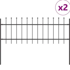 Clôtures & Barrières-vidaXL Clôture de jardin 2 pcs 3,4 x 0,6 m Acier revêtu de poudre Gris