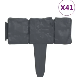 Clôtures & Barrières-vidaXL Clôture de jardin Aspect de pierre 41 pcs Plastique 10 m Anthracite