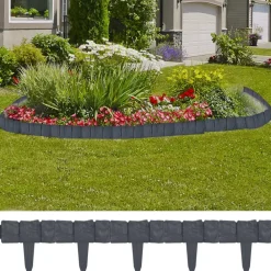 Clôtures & Barrières-vidaXL Clôture de jardin Aspect de pierre 41 pcs Plastique 10 m Anthracite