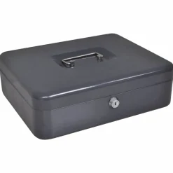 Sécurité À Domicile & Au Bureau-vidaXL Coffre à cash avec verrouillage Gris foncé 30 x 24 x 9 cm Acier