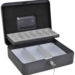 Sécurité À Domicile & Au Bureau-vidaXL Coffre à cash avec verrouillage Gris foncé 30 x 24 x 9 cm Acier
