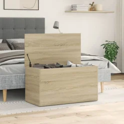 Armoires & Meubles De Rangement-vidaXL Coffre de rangement Chêne sonoma 84x42x46 cm Bois d'ingénierie Ch&ecirc;ne sonoma