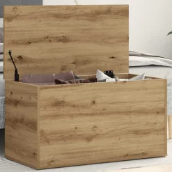 vidaXL Coffre de rangement chêne artisanal 84x42x46 cm bois ingénierie