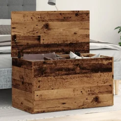 vidaXL Coffre de rangement vieux bois 84x42x46 cm bois d'ingénierie