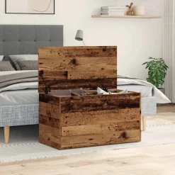 vidaXL Coffre de rangement vieux bois 84x42x46 cm bois d'ingénierie