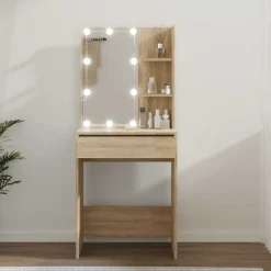 vidaXL Coiffeuse avec LED Chêne sonoma 60x40x140 cm