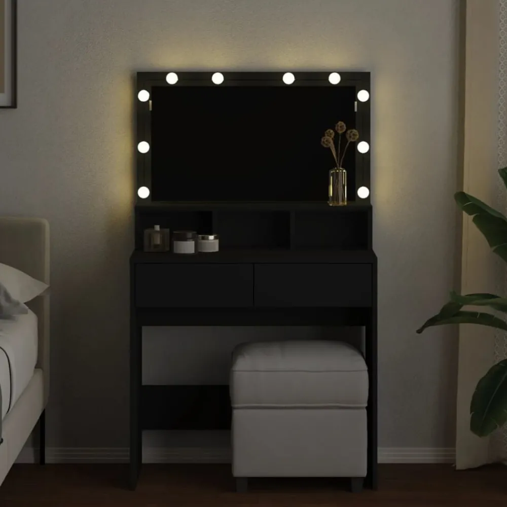 vidaXL Coiffeuse avec LED 80x41x134,5 cm