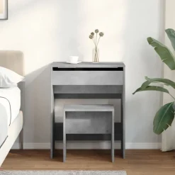 Armoires & Meubles De Rangement-vidaXL Coiffeuse et tabouret 60x40x113,5 cm Gris béton