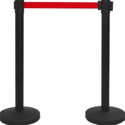 Clôtures & Barrières-vidaXL Colonne avec bande de barrière d'aéroport Inox Noir