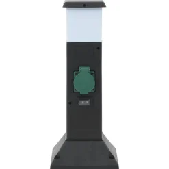 Accessoires Électriques-vidaXL Colonne de prise d'extérieur avec lampe et piquet à 2 voies Noir et vert
