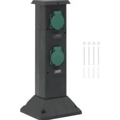 Accessoires Électriques-vidaXL Colonne de prise d'extérieur à 4 voies noir vert 16x16x39,5 cm Noir et vert