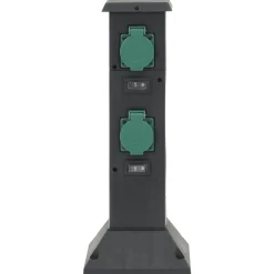 Accessoires Électriques-vidaXL Colonne de prise d'extérieur à 4 voies noir vert 16x16x39,5 cm Noir et vert
