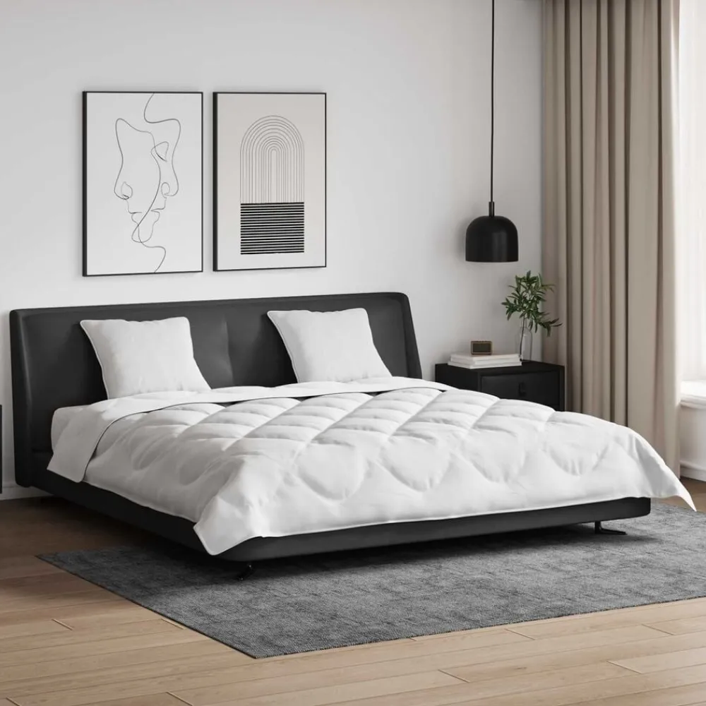 Linge-vidaXL Couette avec oreiller 3 pcs Blanc Microfibre