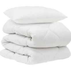 vidaXL Couette avec oreiller 2 pcs Blanc Microfibre