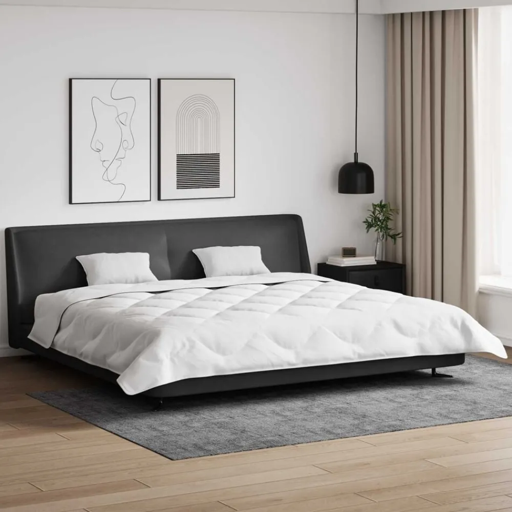 vidaXL Couette avec Oreillers 3 pcs Blanc Microfibre et Plumes D'oie
