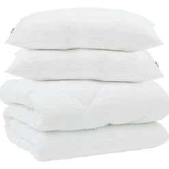 vidaXL Couette avec Oreillers 3 pcs Blanc Microfibre et Plumes D'oie