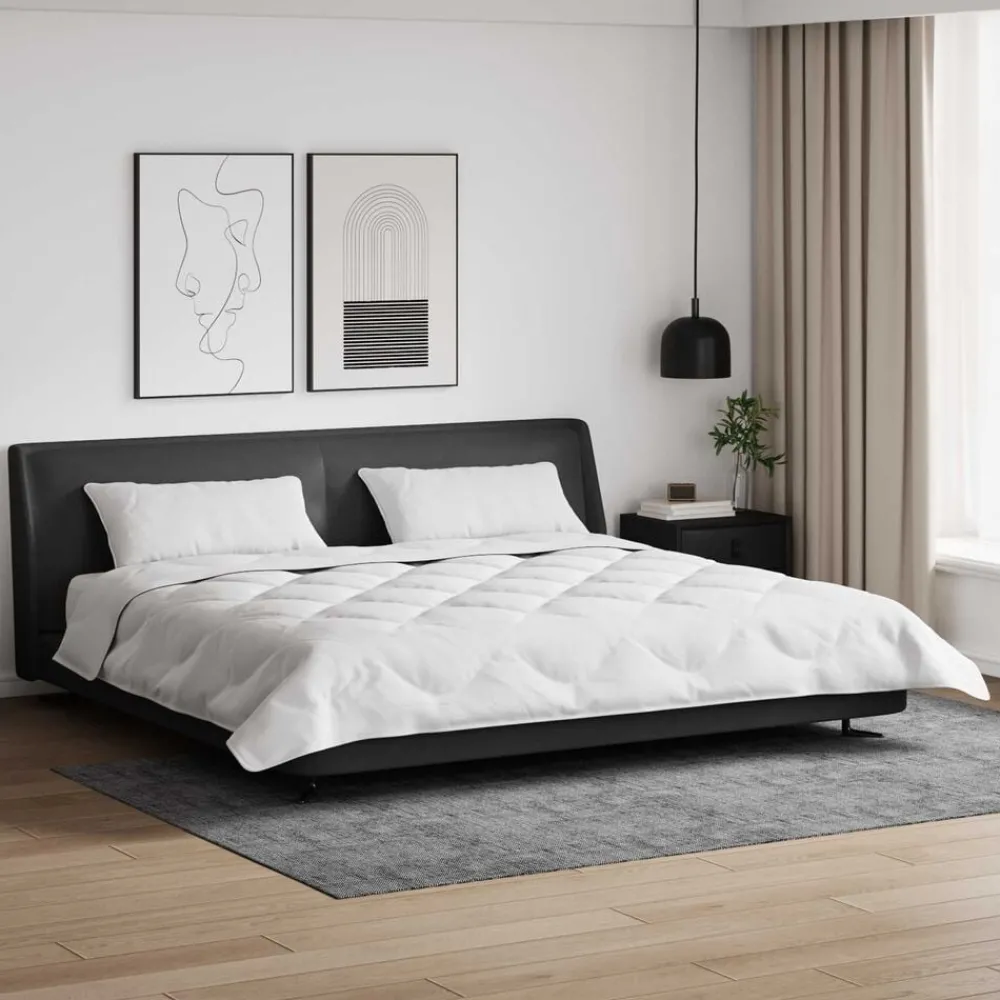 vidaXL Couette avec Oreillers 3 pcs Blanc Microfibre et Plumes D'oie