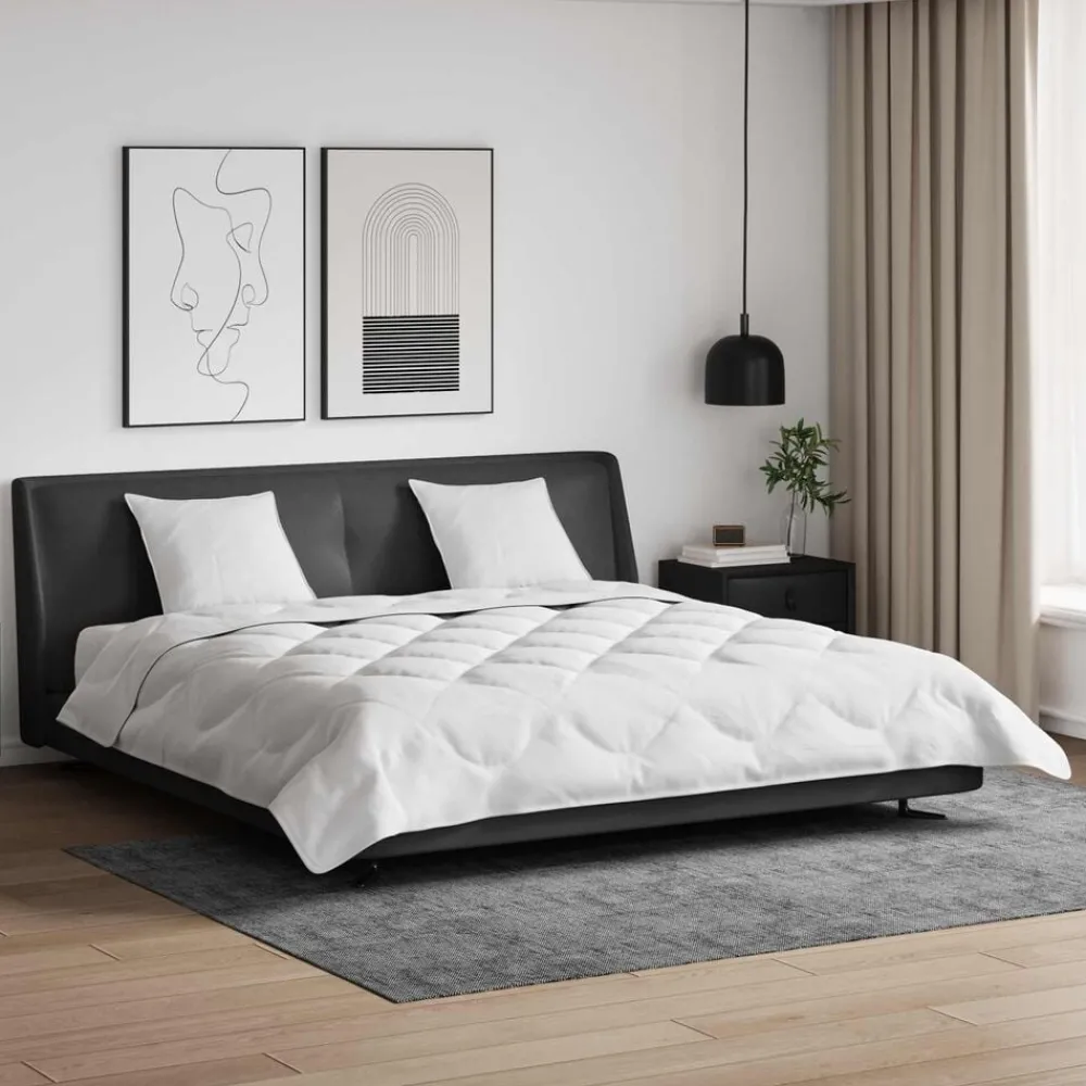 Linge-vidaXL Couette avec oreiller 3 pcs Blanc Microfibre