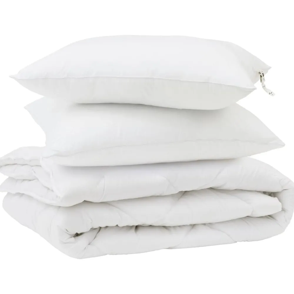 Linge-vidaXL Couette avec oreiller 3 pcs Blanc Microfibre