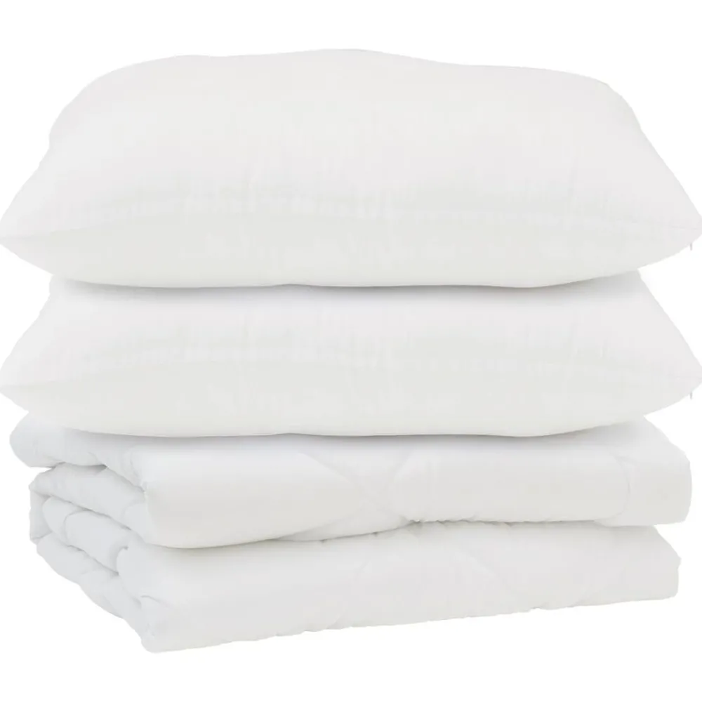 Linge-vidaXL Couette avec oreiller 3 pcs Blanc Microfibre