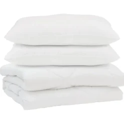 Linge-vidaXL Couette avec oreiller 3 pcs Blanc Microfibre