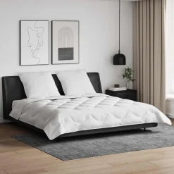 Linge-vidaXL Couette avec oreiller 3 pcs Blanc Microfibre