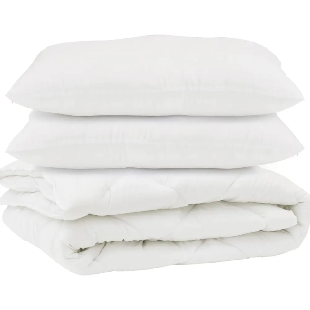 vidaXL Couette avec oreiller 3 pcs Blanc Microfibre
