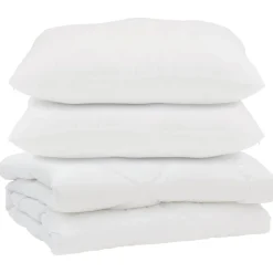 Linge-vidaXL Couette avec oreiller 3 pcs Blanc Microfibre