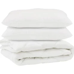 Linge-vidaXL Couette avec oreiller 3 pcs Blanc Microfibre