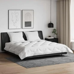 Linge-vidaXL Couette avec oreiller 3 pcs Blanc Microfibre