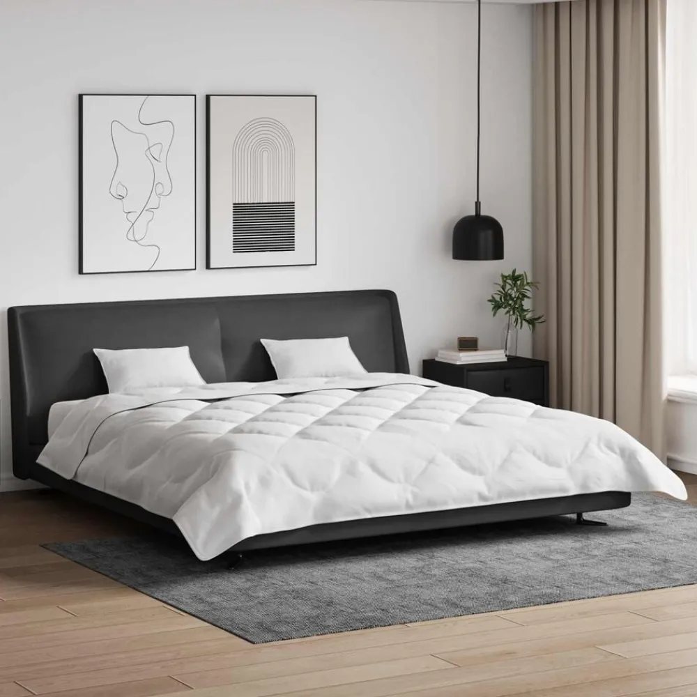 Linge-vidaXL Couette avec oreiller 3 pcs Blanc Microfibre