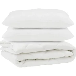 Linge-vidaXL Couette avec oreiller 3 pcs Blanc Microfibre