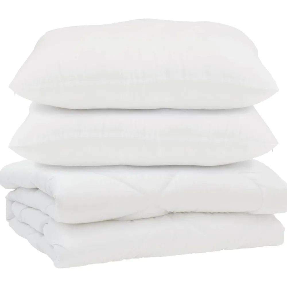 vidaXL Couette avec oreiller 3 pcs Blanc Microfibre