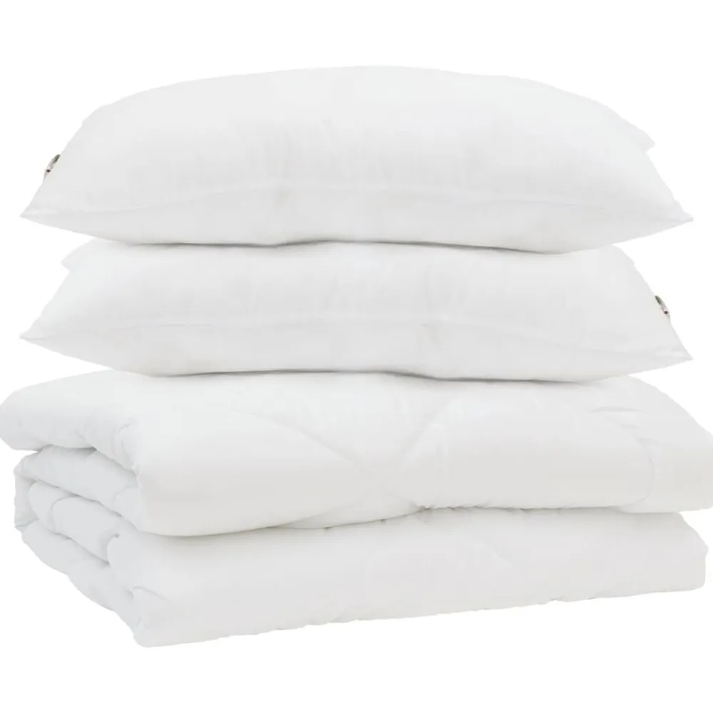 vidaXL Couette avec oreiller 3 pcs Blanc Microfibre