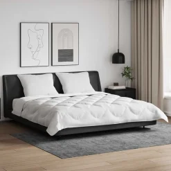 vidaXL Couette avec oreiller 3 pcs Blanc Microfibre