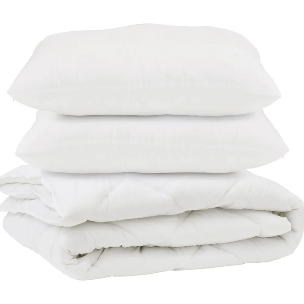 vidaXL Couette avec oreiller 3 pcs Blanc Microfibre