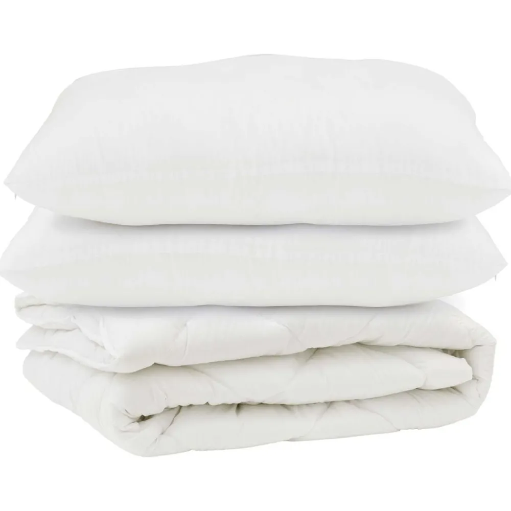 vidaXL Couette avec oreiller 3 pcs Blanc Microfibre